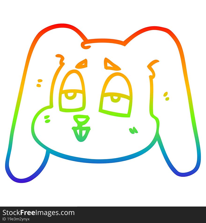 rainbow gradient line drawing cartoon bunny rabbit