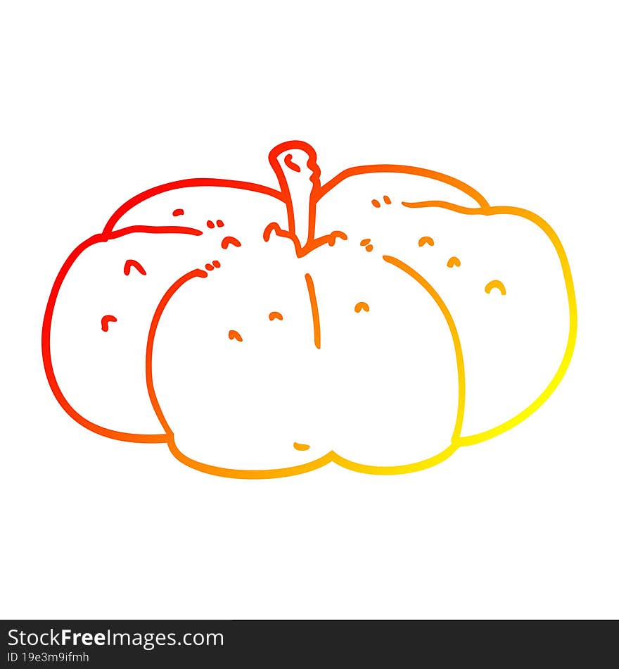 warm gradient line drawing of a cartoon pumpkin