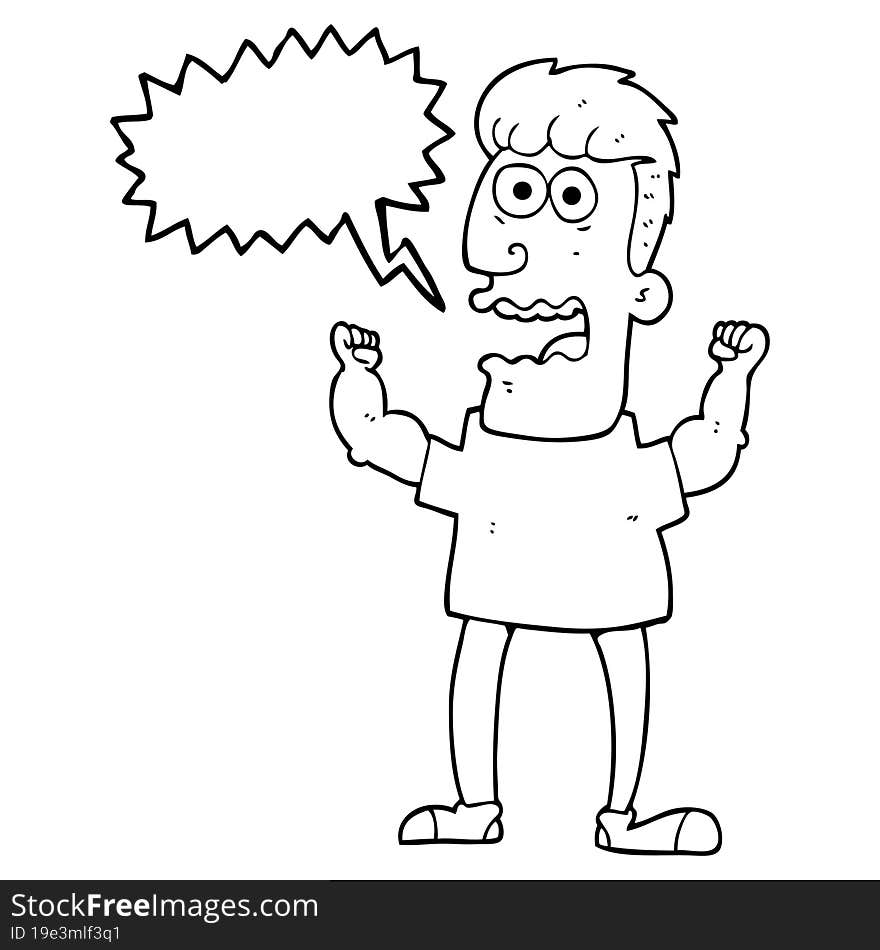 speech bubble cartoon stressed man