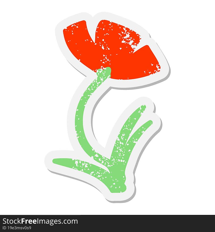 single poppy in flower grunge sticker