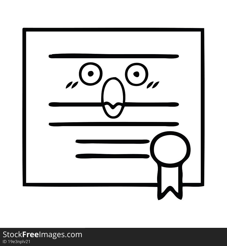 line drawing cartoon graduation diploma