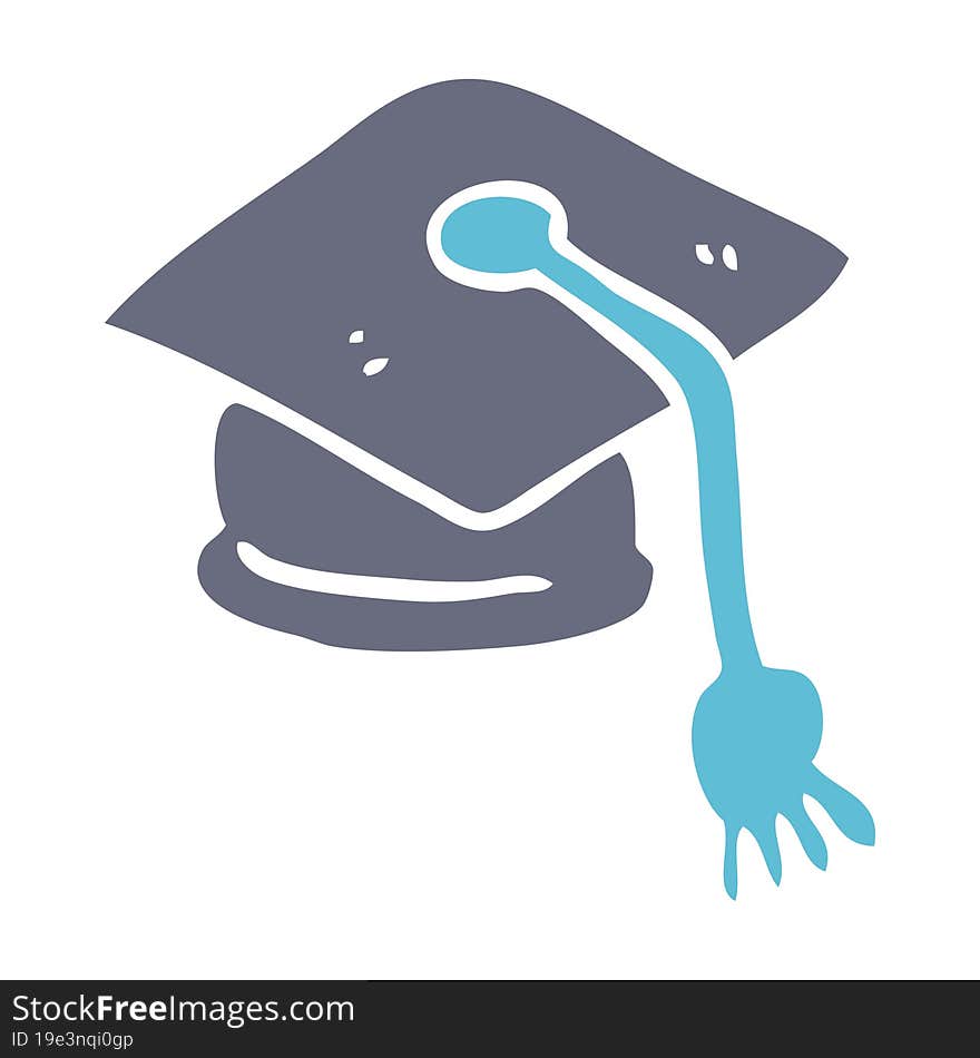 flat color illustration cartoon graduation hat