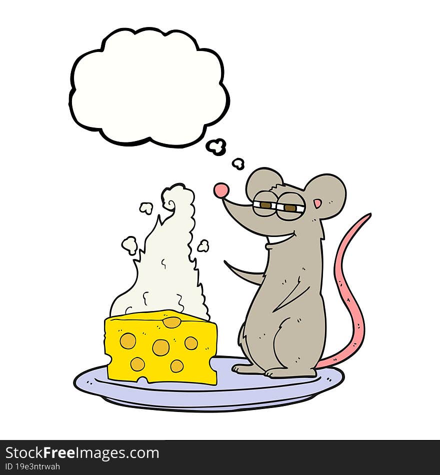 Thought Bubble Cartoon Mouse With Cheese