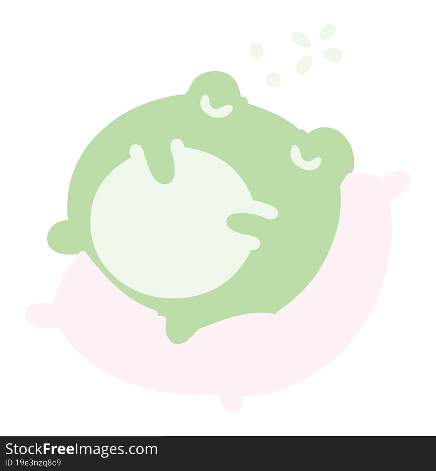 cute frog sleeping on a pillow