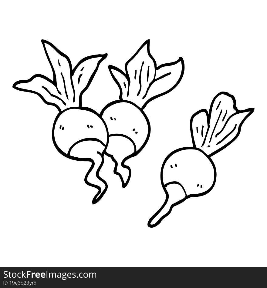 line drawing cartoon healthy radish