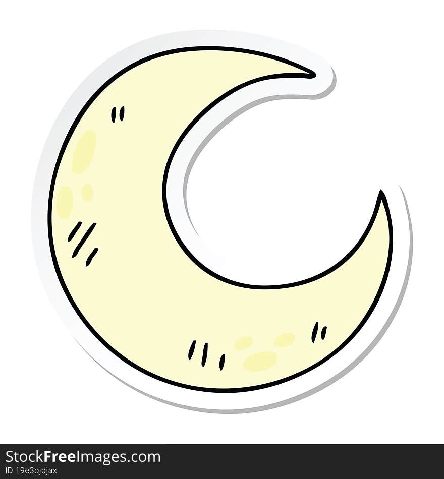 sticker of a quirky hand drawn cartoon crescent moon