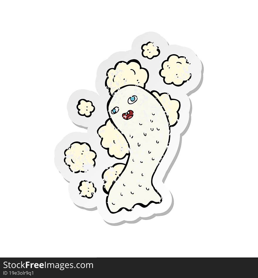 Retro Distressed Sticker Of A Cartoon Ghost