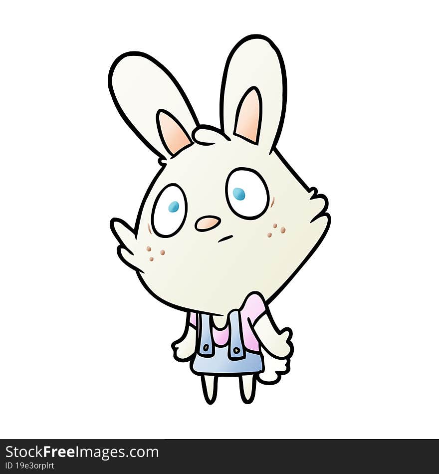 cute cartoon rabbit shrugging shoulders. cute cartoon rabbit shrugging shoulders