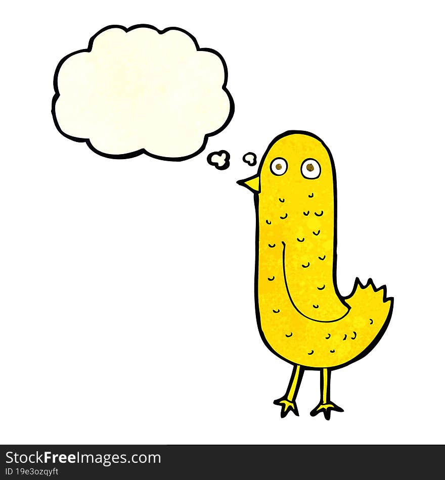 funny cartoon bird with thought bubble