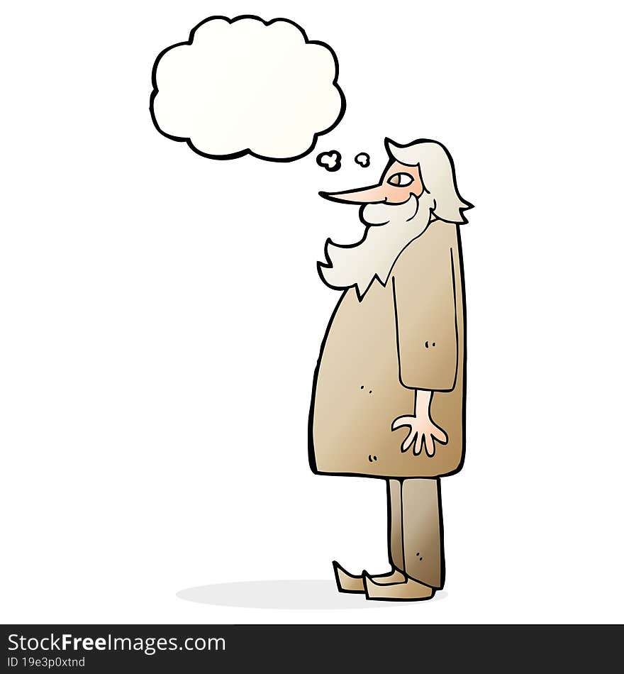 Cartoon Bearded Old Man With Thought Bubble