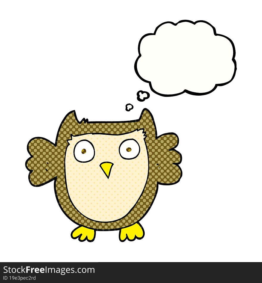 freehand drawn thought bubble cartoon owl