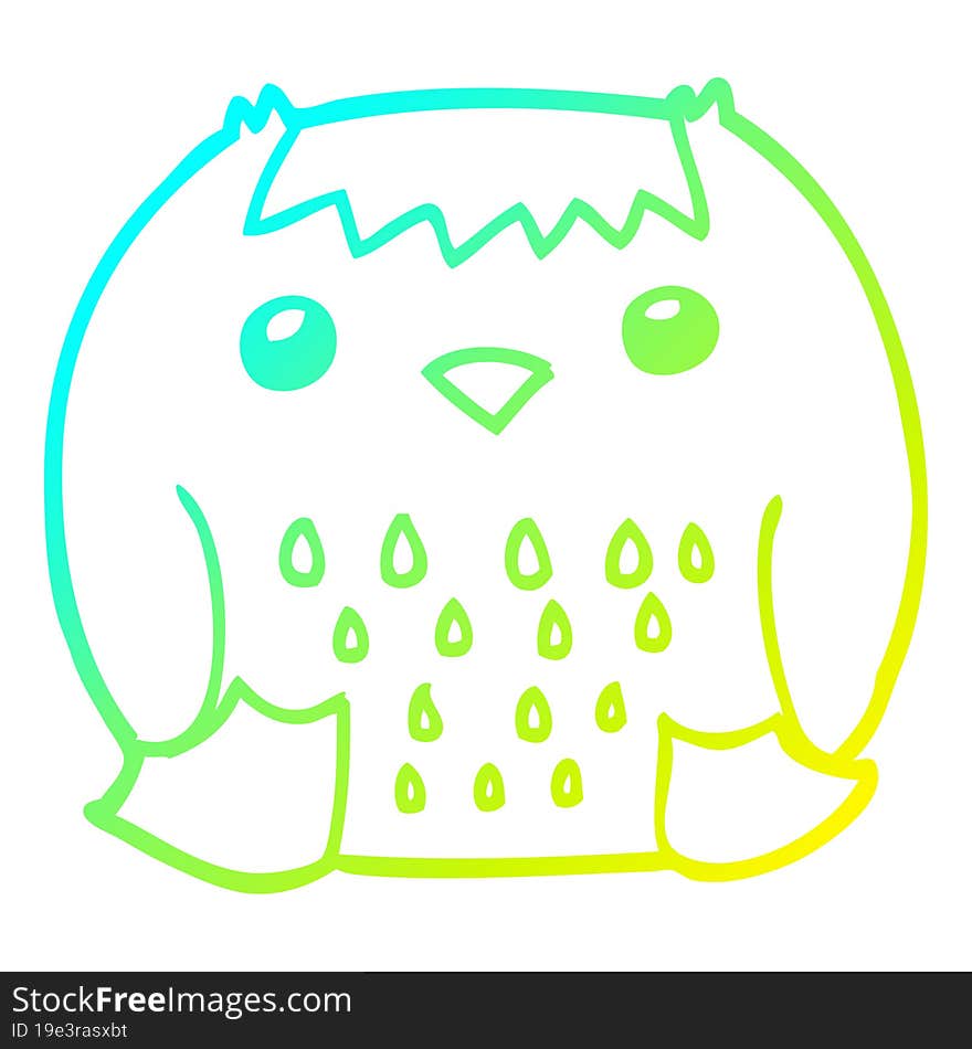 cold gradient line drawing cartoon owl