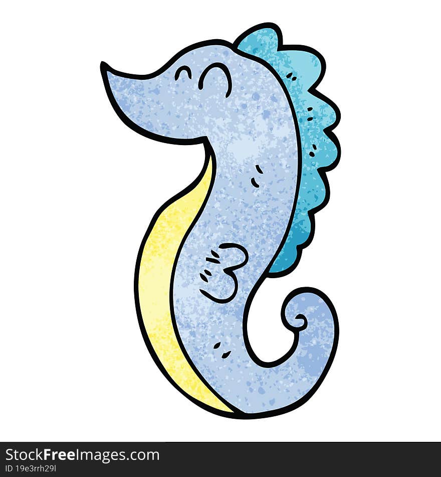 cartoon doodle sea horse