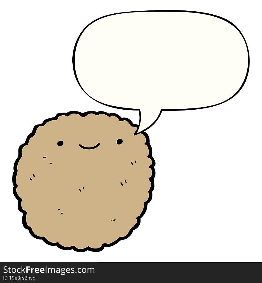 Cartoon Biscuit And Speech Bubble