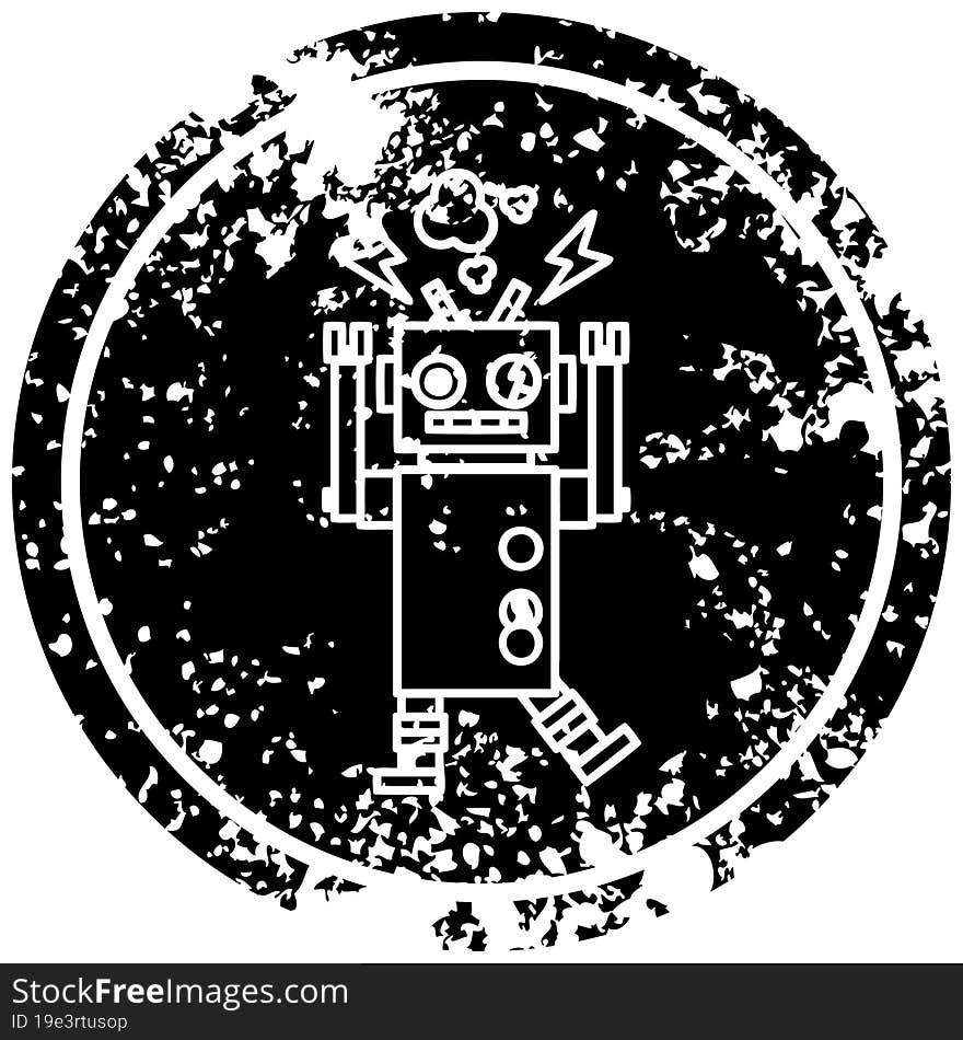 Malfunctioning Robot Distressed Icon