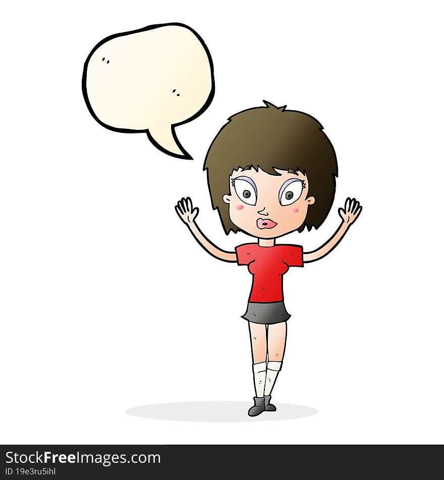 cartoon pretty girl with speech bubble