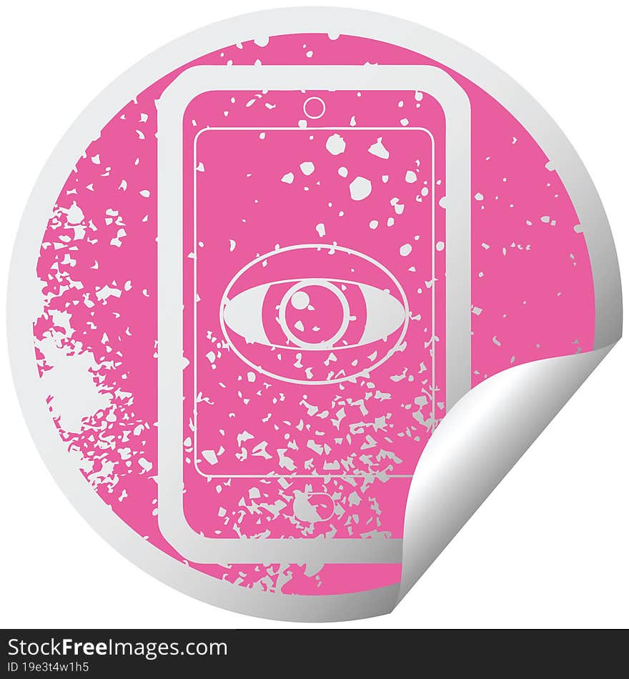 Cell Phone Watching You Graphic Distressed Sticker