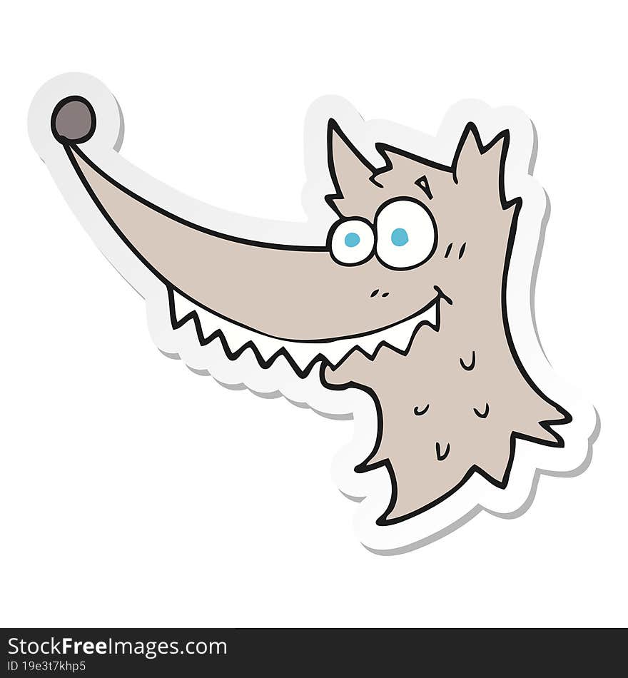 sticker of a cartoon wolf head