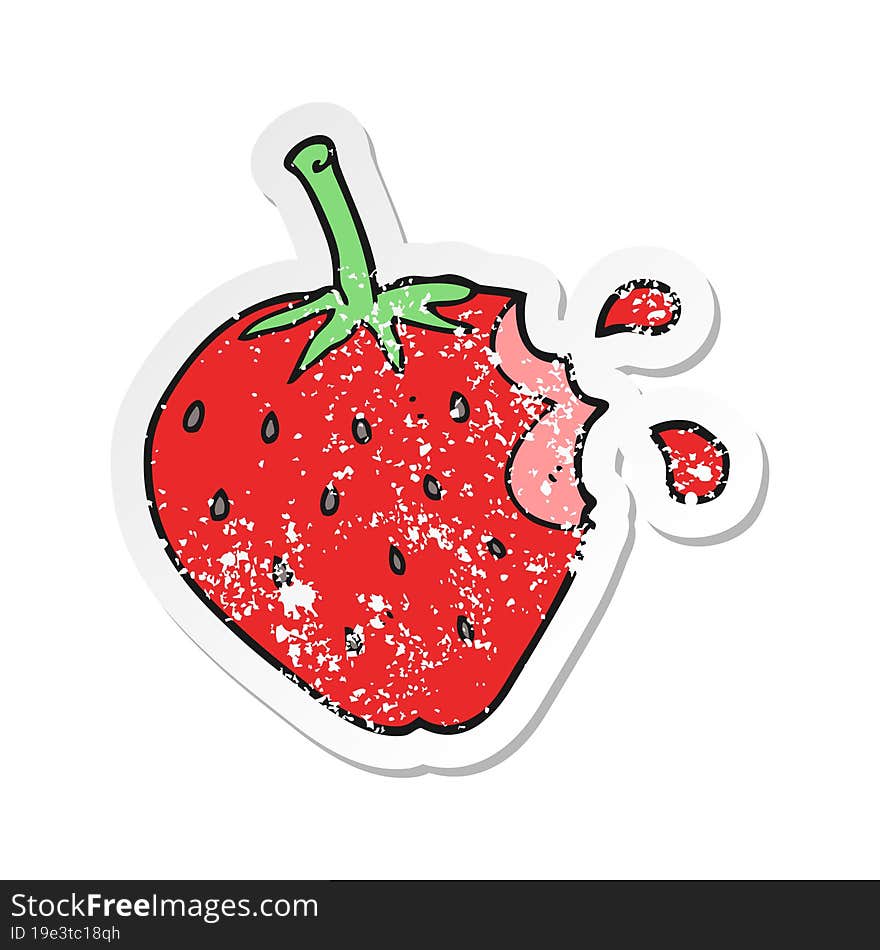 retro distressed sticker of a cartoon strawberry