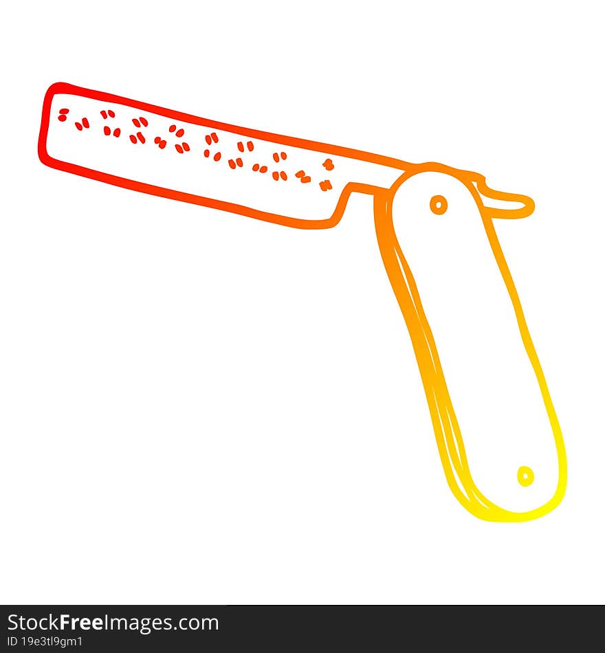 Warm Gradient Line Drawing Cartoon Cut Throat Razor