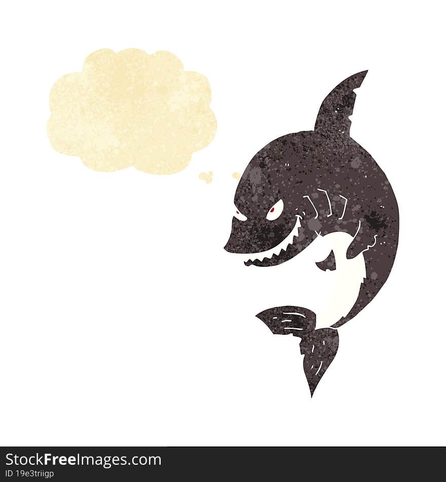 funny cartoon shark with thought bubble