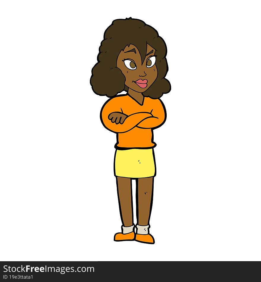 cartoon woman with crossed arms