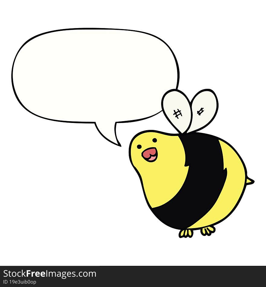 Cartoon Bee And Speech Bubble