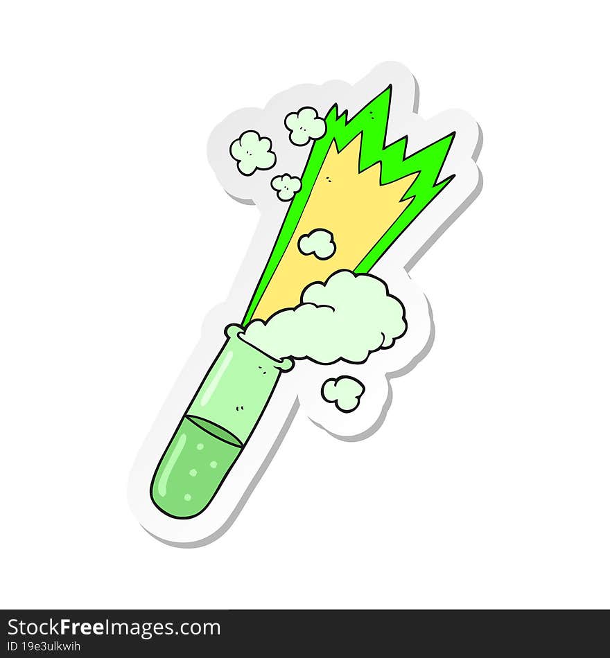 sticker of a cartoon science test tube