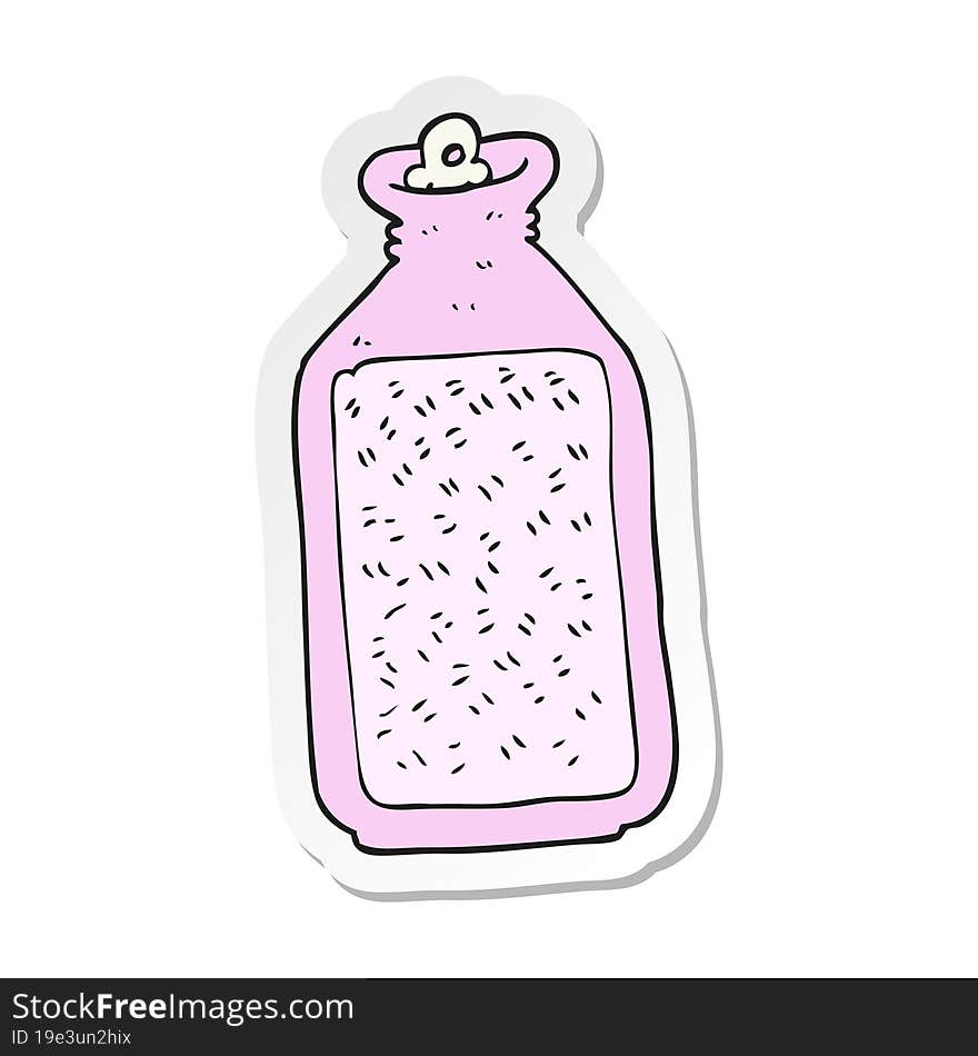 Sticker Of A Cartoon Hot Water Bottle