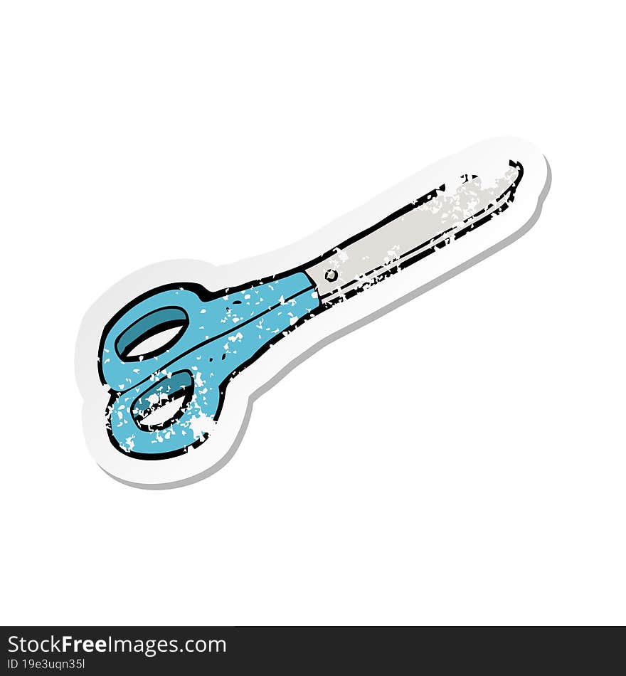 Retro Distressed Sticker Of A Cartoon Scissors