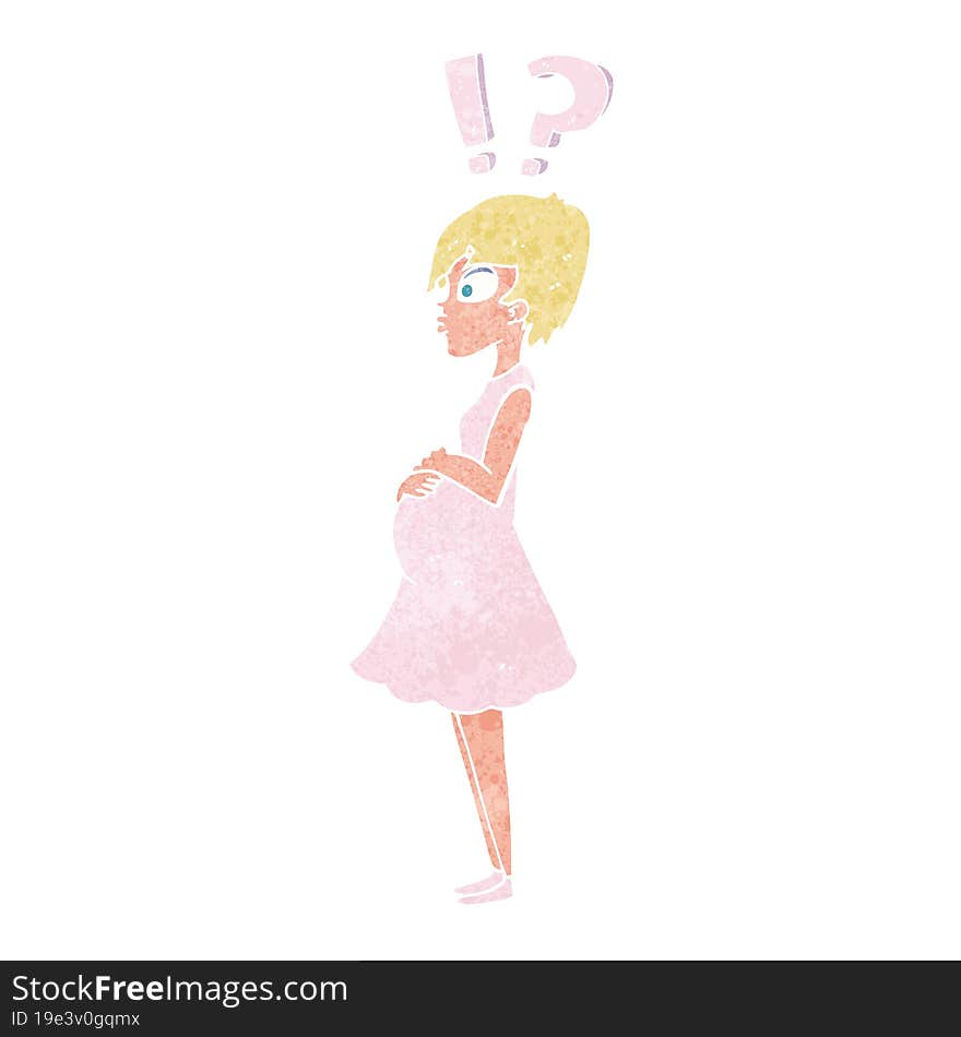 cartoon confused pregnant woman