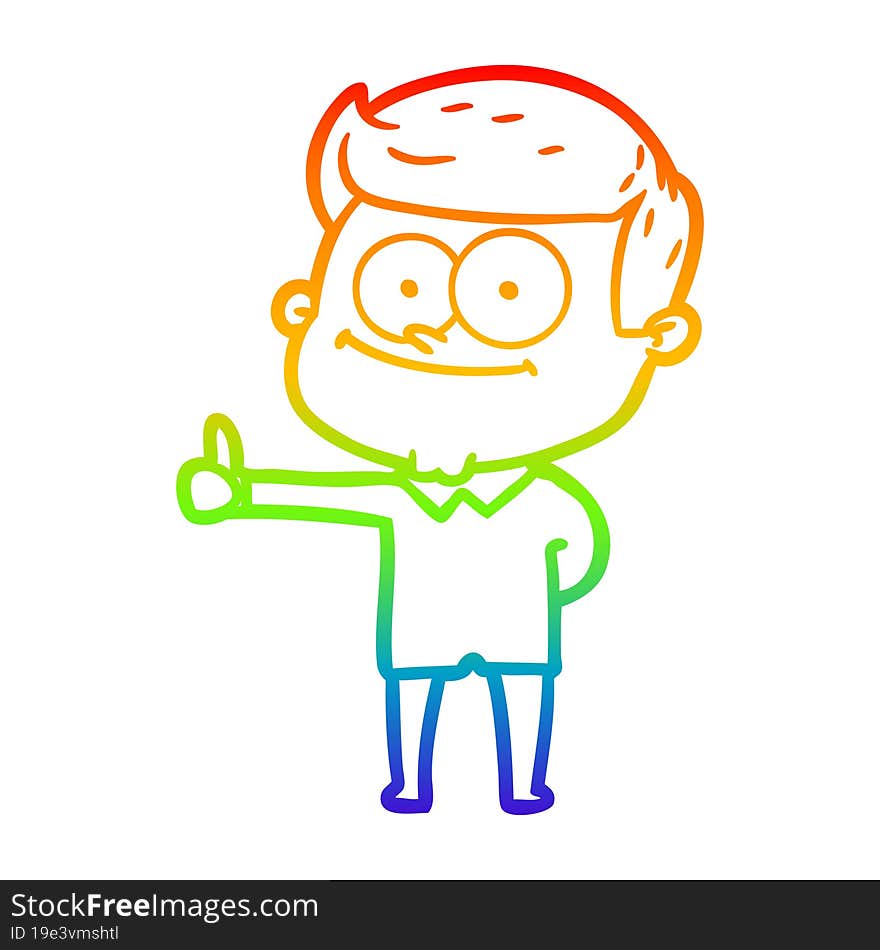 rainbow gradient line drawing cartoon smiling man