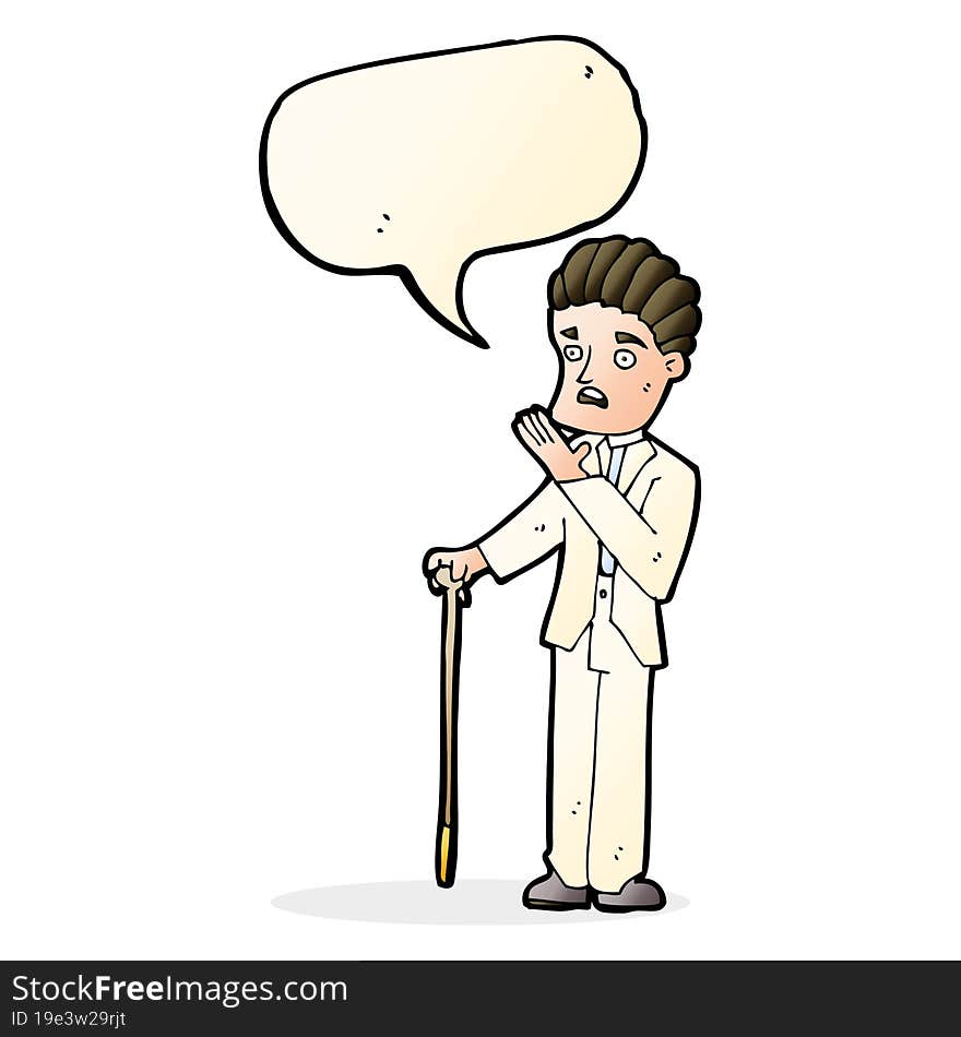 cartoon shocked gentleman with speech bubble