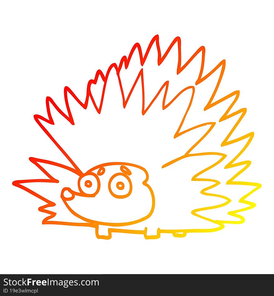 Warm Gradient Line Drawing Cartoon Spiky Hedgehog