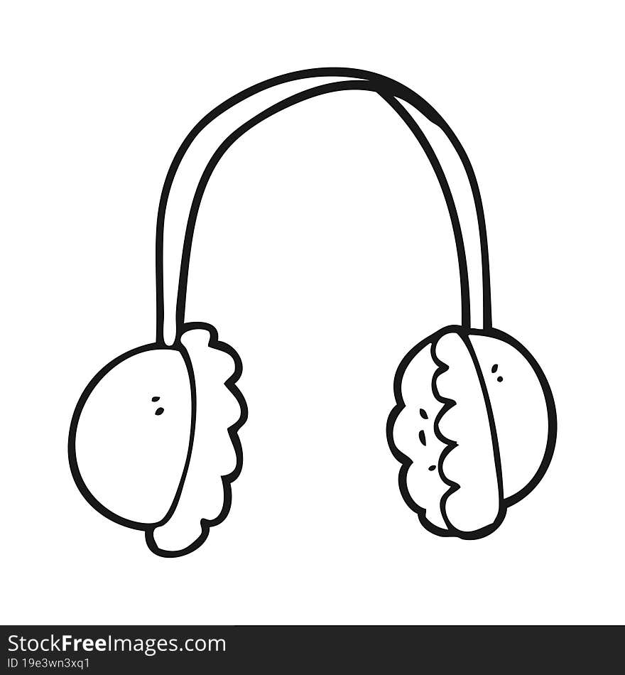 black and white cartoon ear muffs