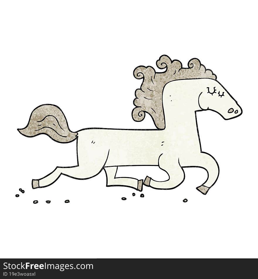 textured cartoon running horse