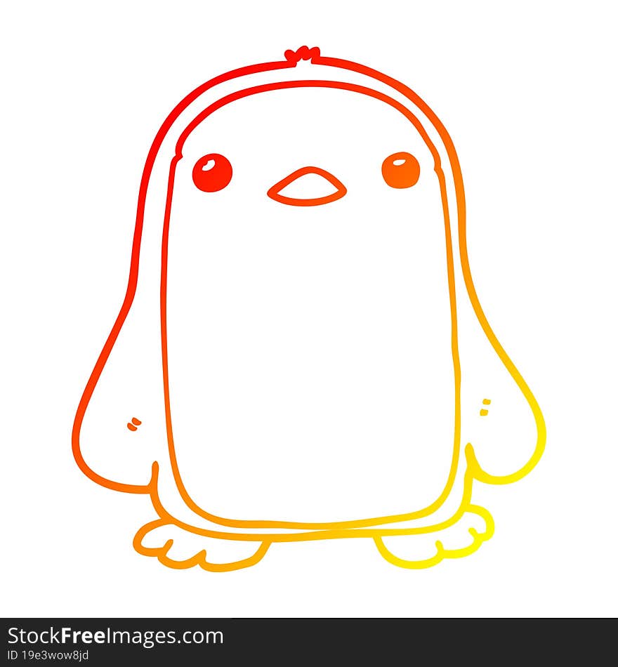 warm gradient line drawing cute cartoon penguin