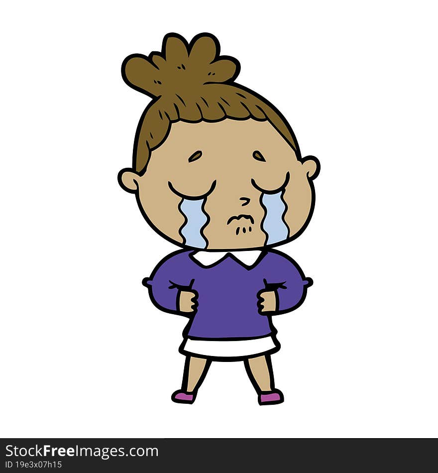 cartoon crying woman. cartoon crying woman