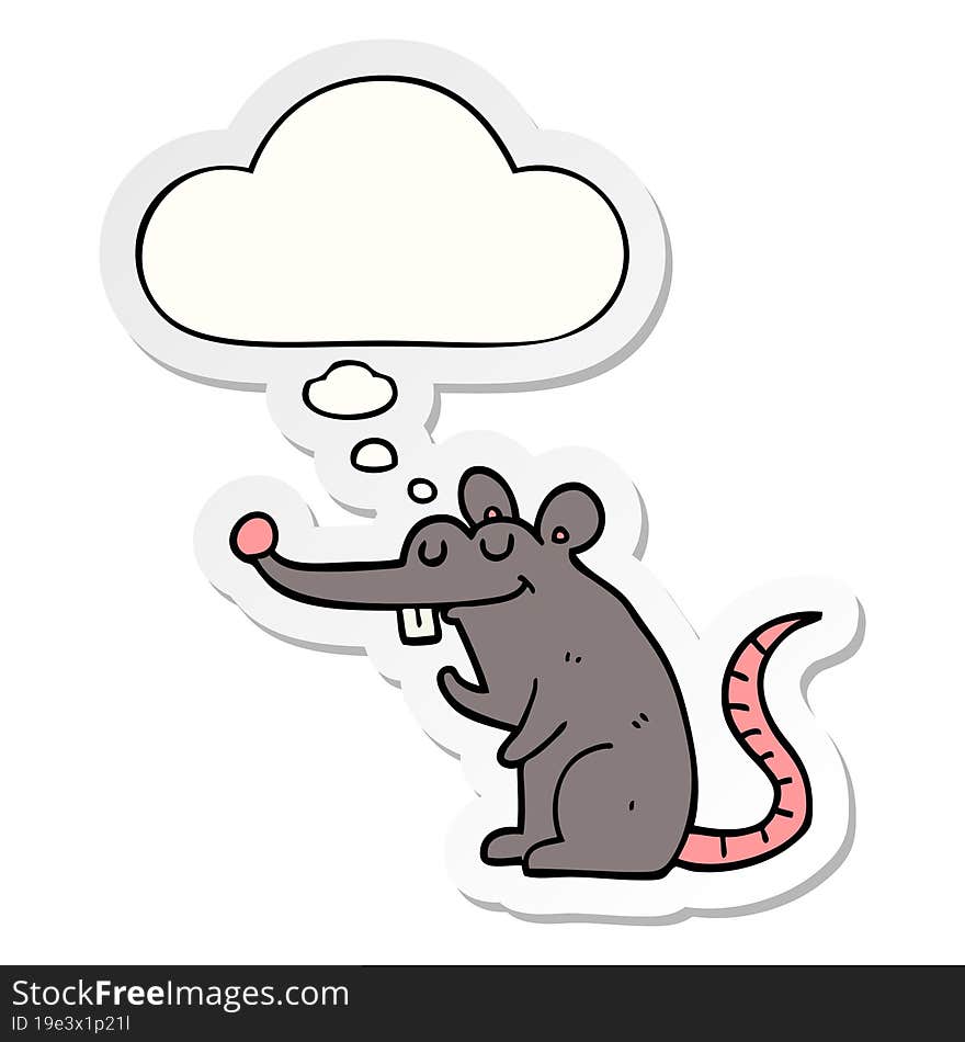 Cartoon Rat And Thought Bubble As A Printed Sticker