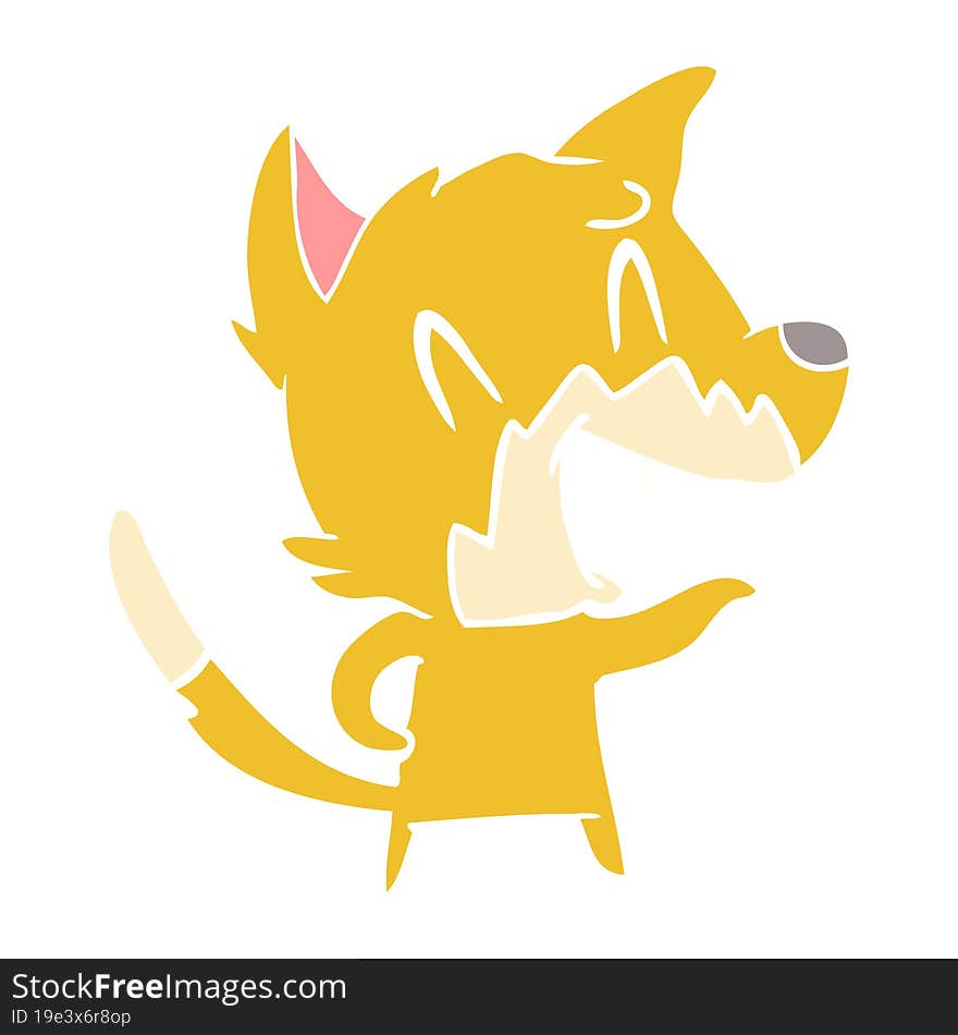 laughing fox flat color style cartoon