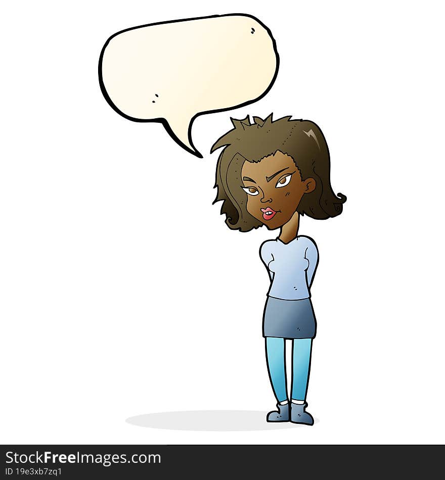 cartoon woman with speech bubble