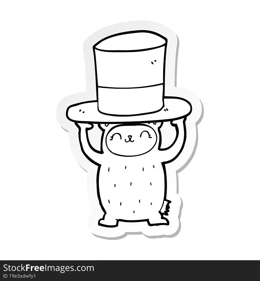 sticker of a cartoon bear with giant hat