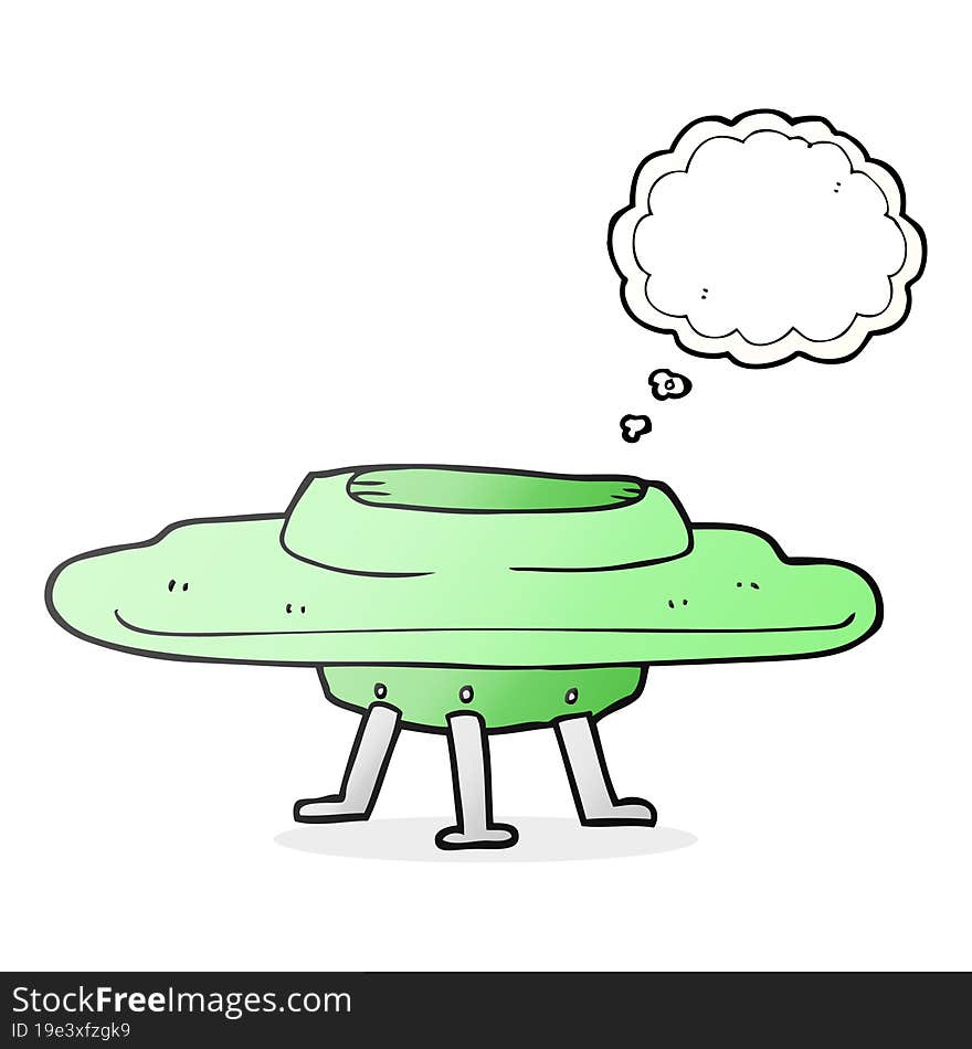 freehand drawn thought bubble cartoon flying saucer