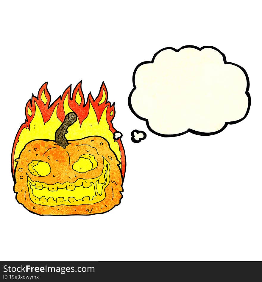 Cartoon Spooky Pumpkin With Thought Bubble