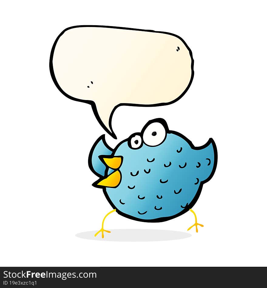 cartoon happy bird with speech bubble