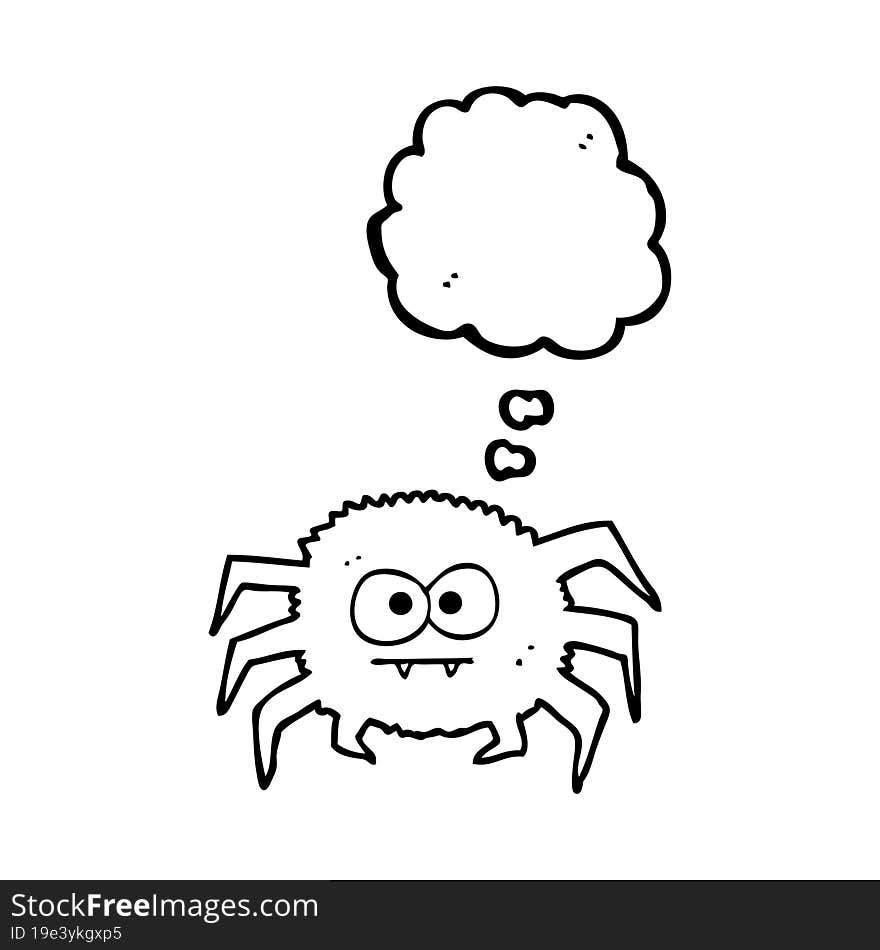 freehand drawn thought bubble cartoon spider