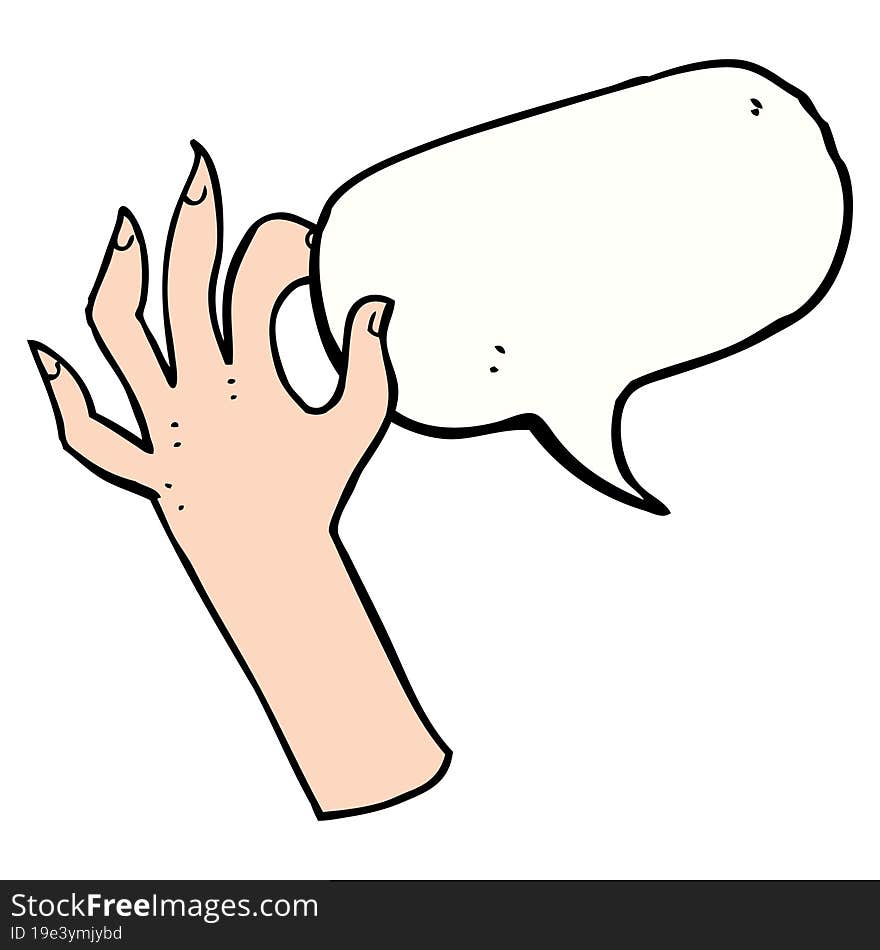 cartoon hand symbol with speech bubble