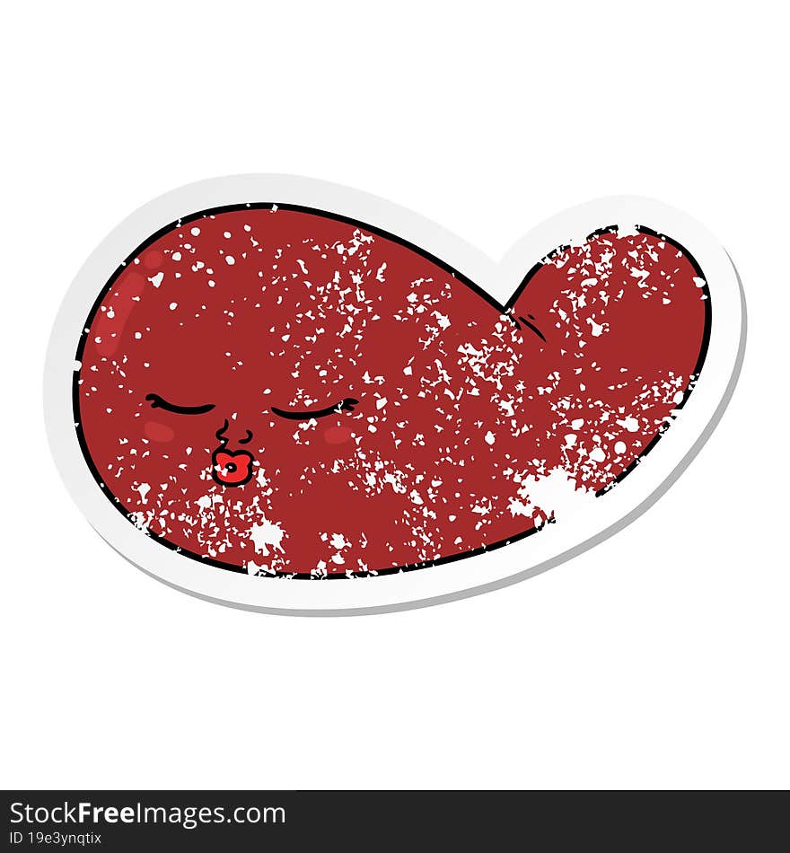 Distressed Sticker Of A Cartoon Gall Bladder