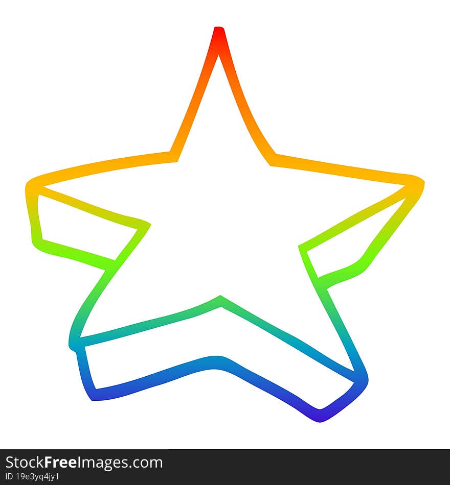 rainbow gradient line drawing cartoon star