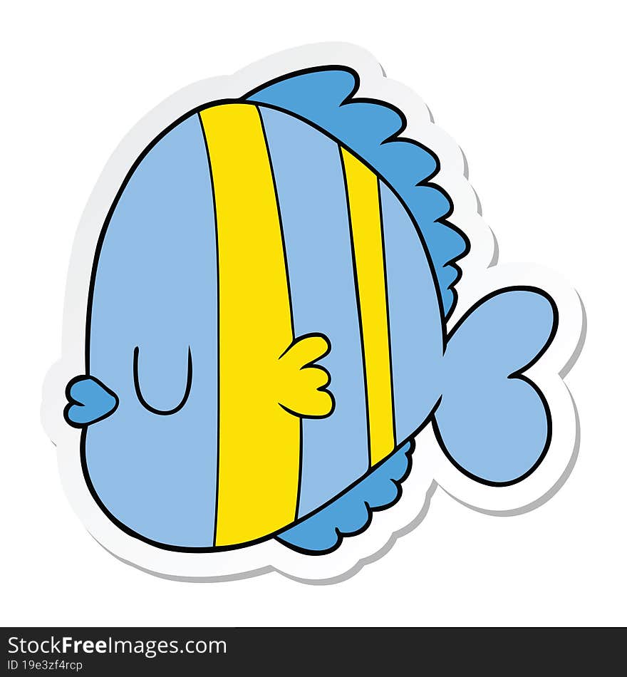 sticker of a cartoon exotic fish